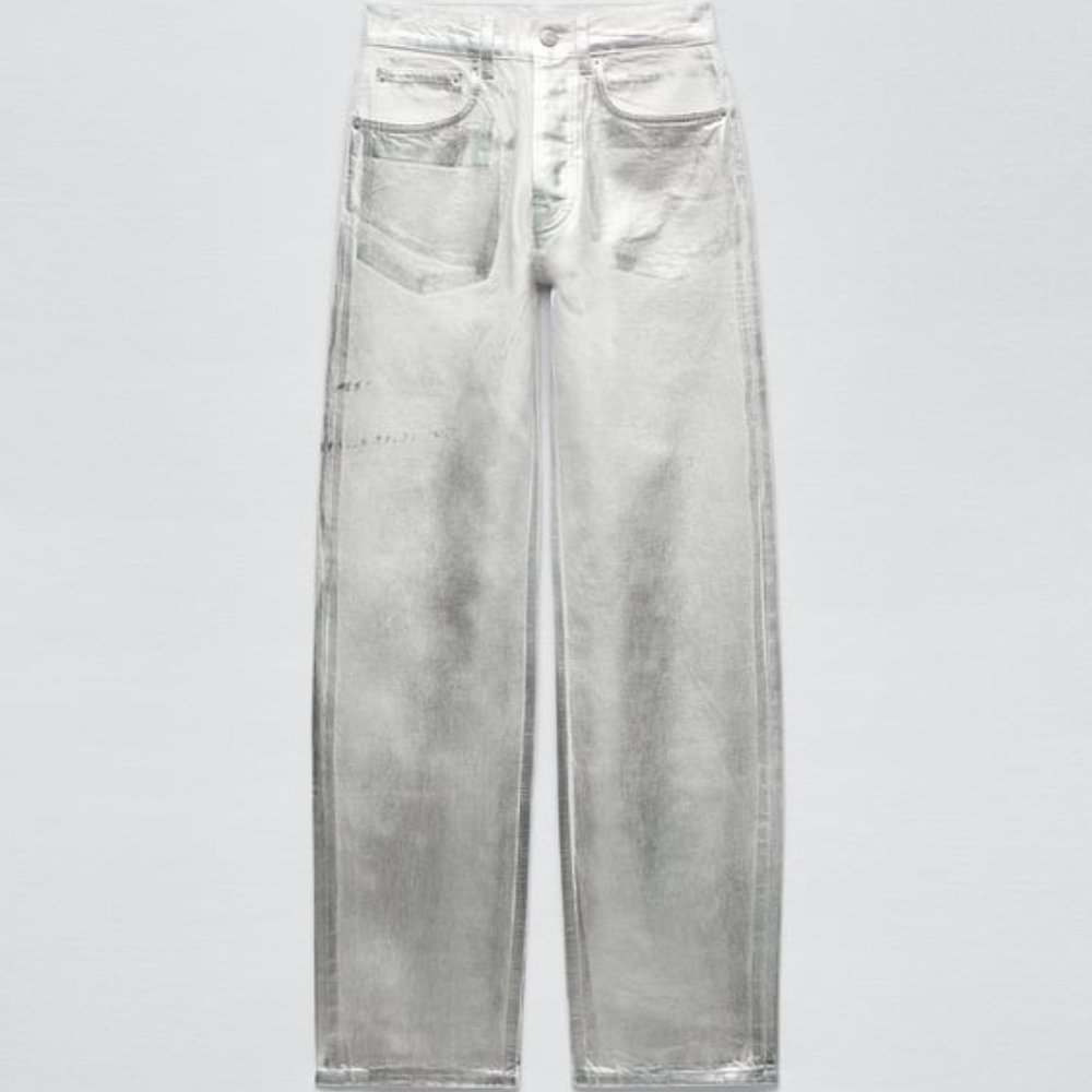 ZARA METALLIC JEANS - Picture 4 of 6